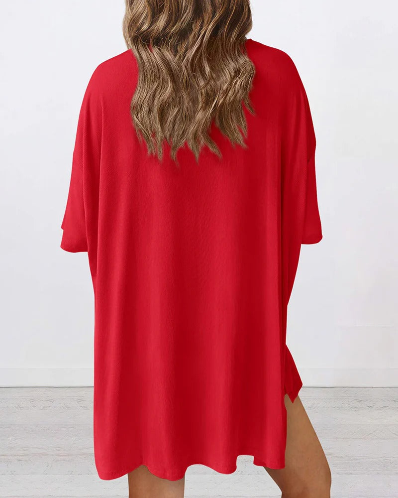 Casual Oversized 2-Piece Lounge Set with Biker Shorts