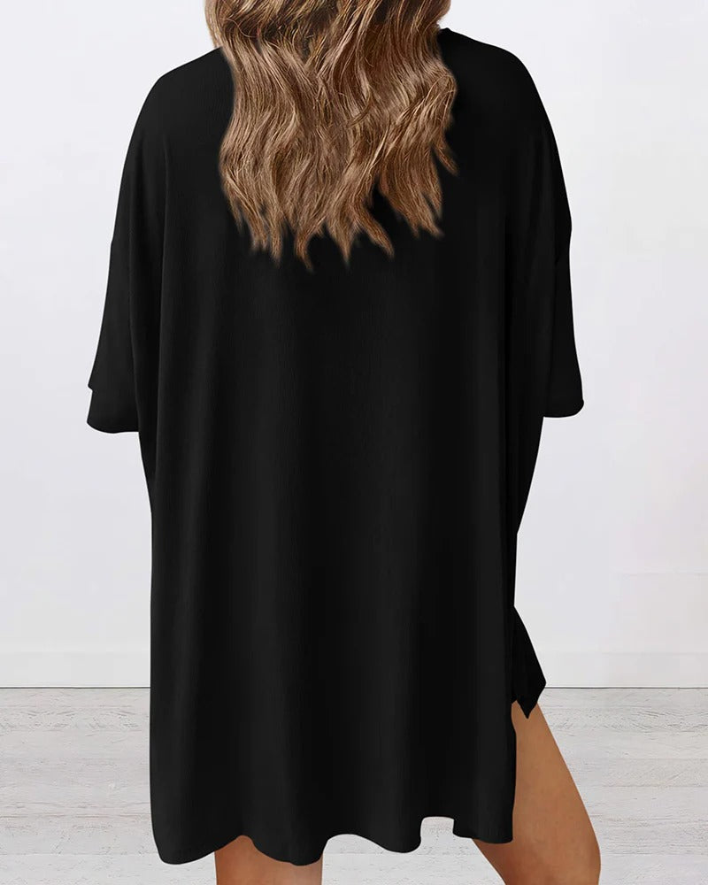 Casual Oversized 2-Piece Lounge Set with Biker Shorts