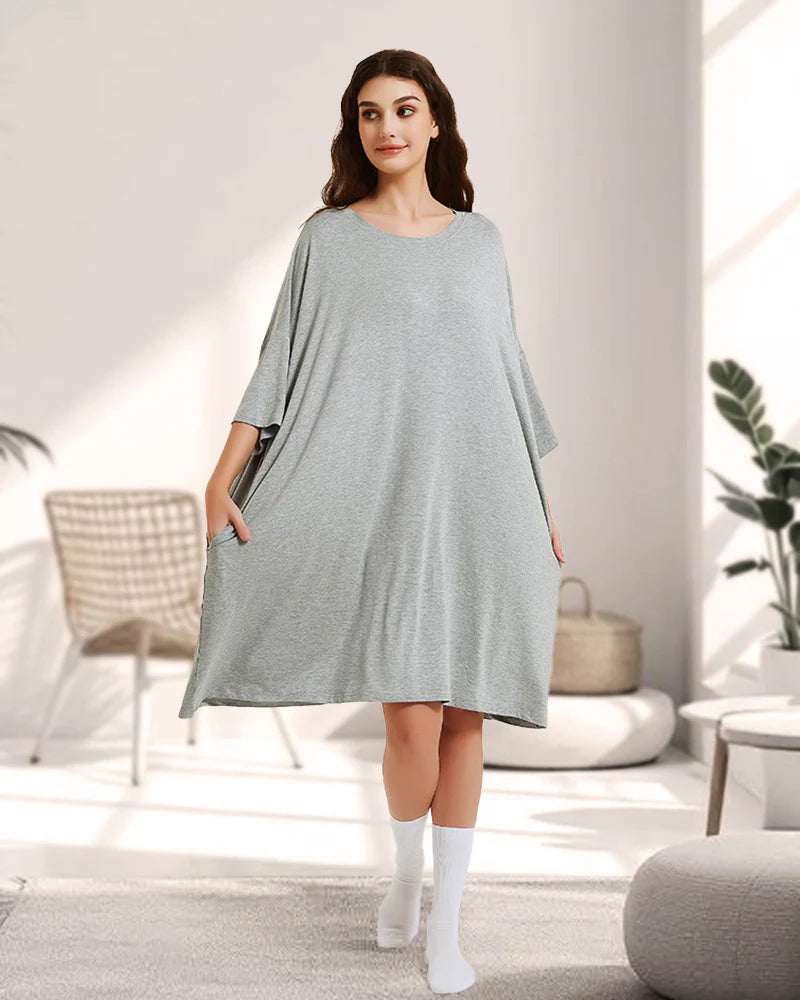 Soft Bamboo Sleepshirt with Pocket Plus Size S-5XL