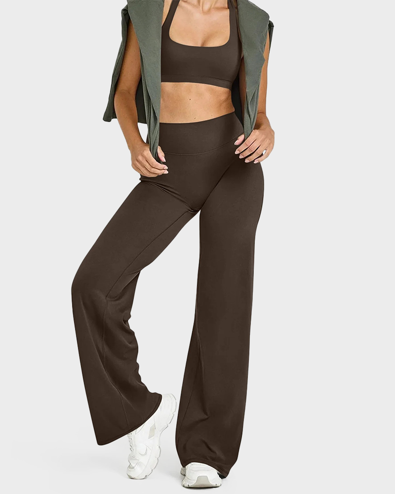 High-Waisted Elastic Wide-Leg Lounge Yoga Pants