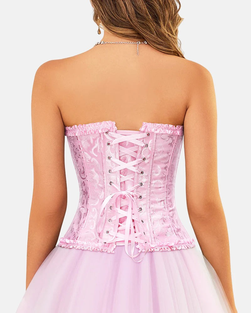 Halloween Lace Up Boned Overbust Renaissance Corset Bustier