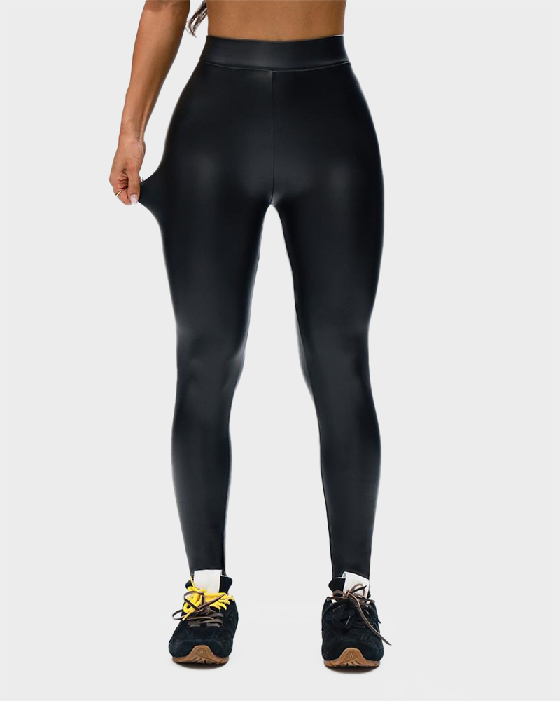 Thermal Faux Leather Leggings with Fleece Lining