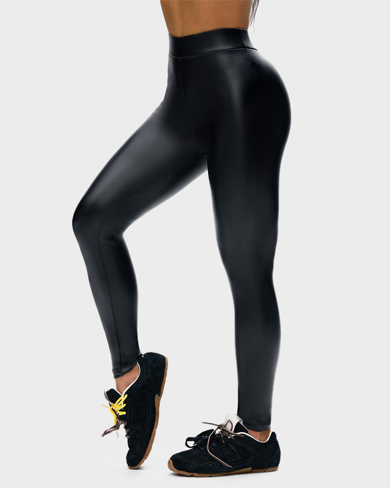 Thermal Faux Leather Leggings with Fleece Lining