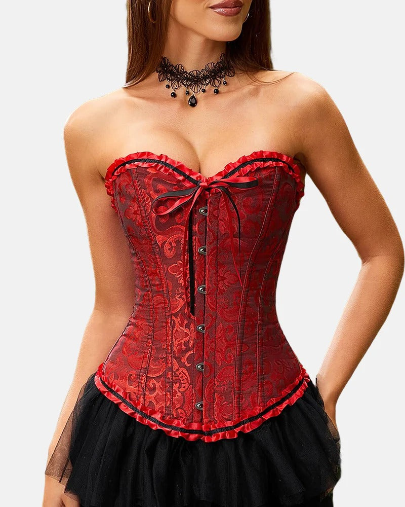 Halloween Lace Up Boned Overbust Renaissance Corset Bustier