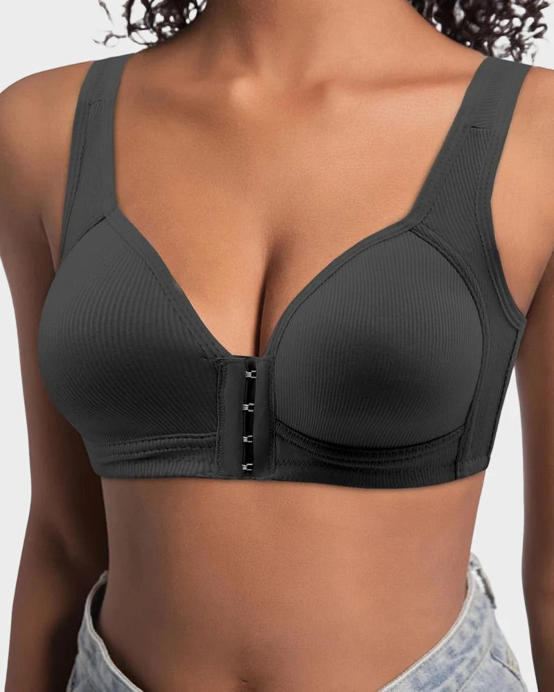 Easy-On Front Closure Push-Up Adjustable Cross-Back Bra
