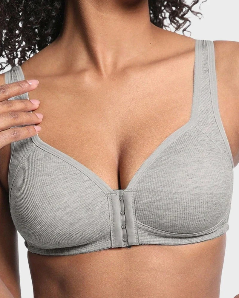 Easy-On Front Closure Push-Up Adjustable Cross-Back Bra