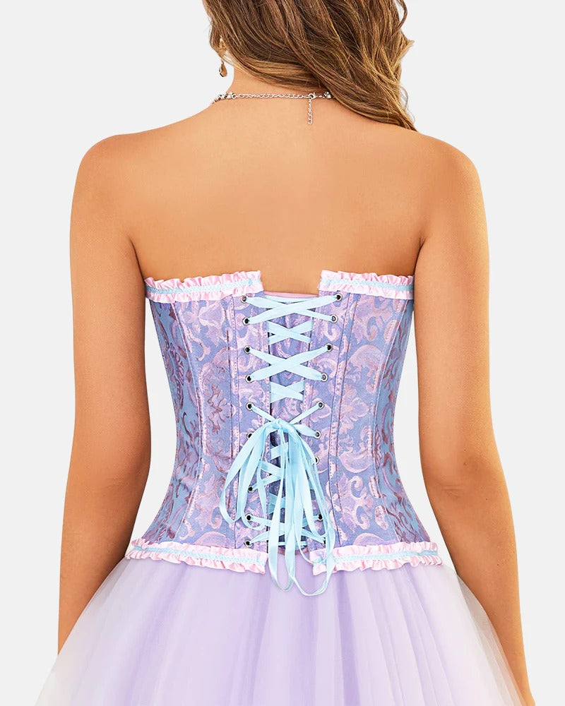Halloween Lace Up Boned Overbust Renaissance Corset Bustier
