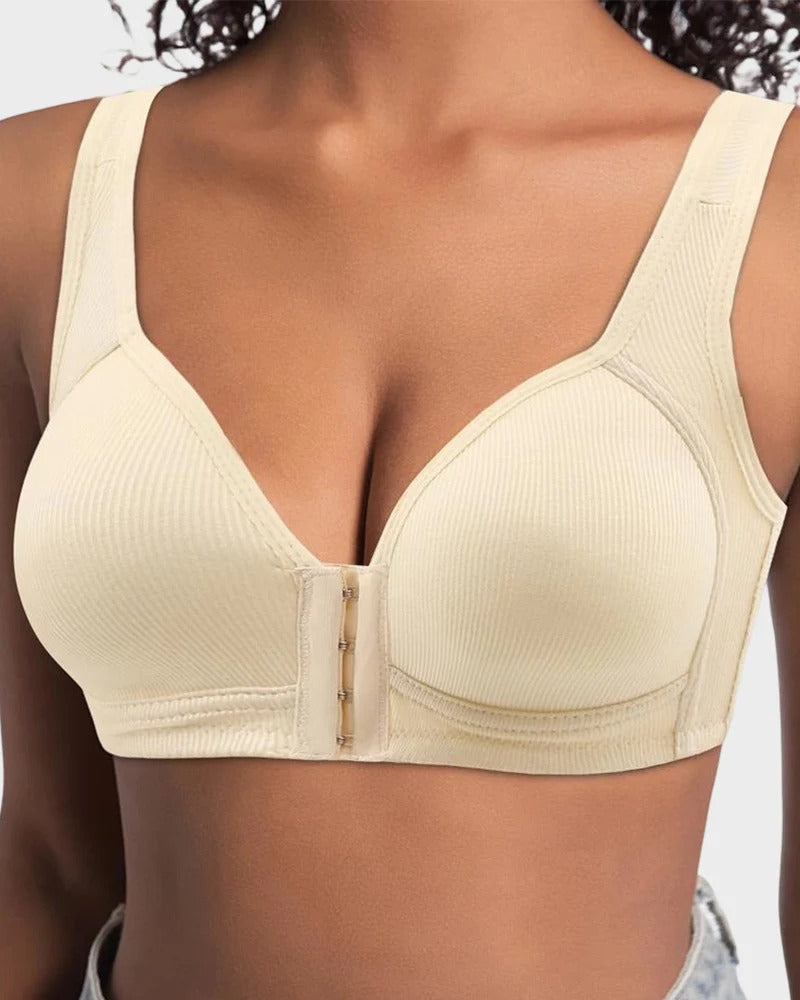 Easy-On Front Closure Push-Up Adjustable Cross-Back Bra