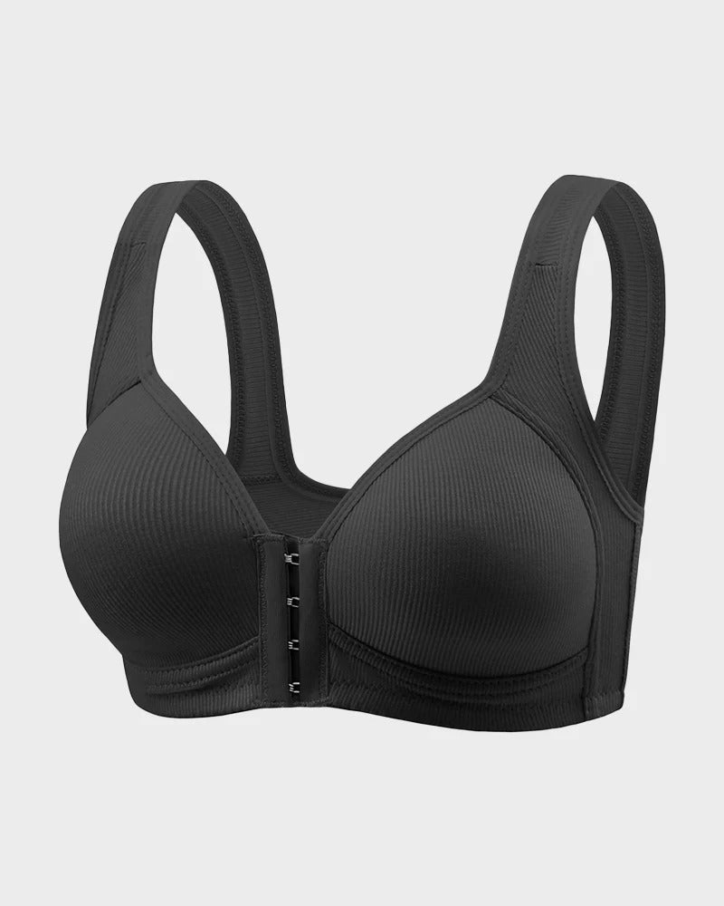 Easy-On Front Closure Push-Up Adjustable Cross-Back Bra