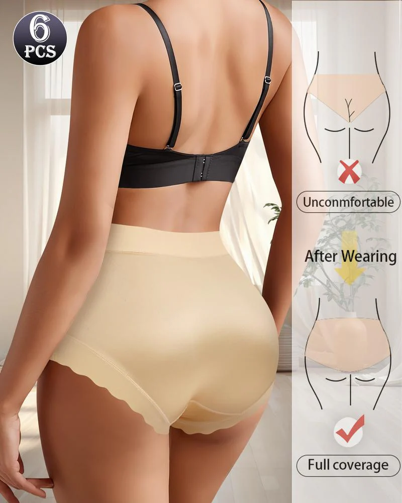 Silky High Waist Elastic Solid Women's Briefs (6 pcs)