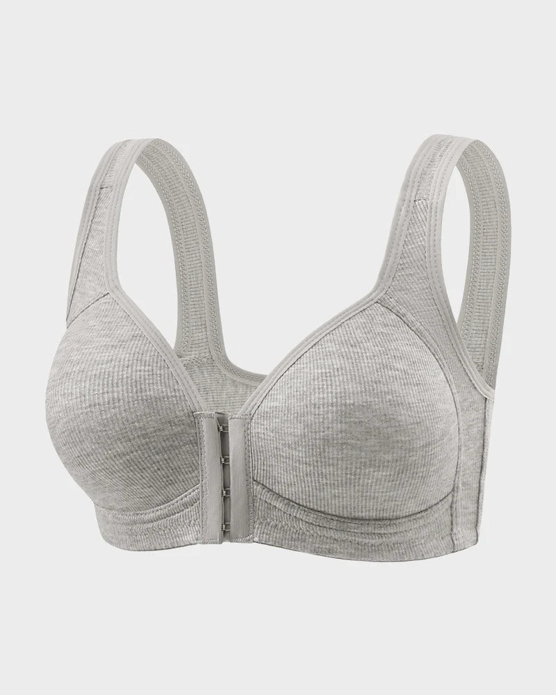 Easy-On Front Closure Push-Up Adjustable Cross-Back Bra
