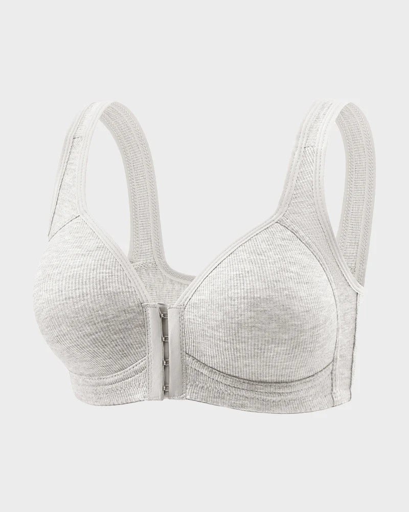 Easy-On Front Closure Push-Up Adjustable Cross-Back Bra