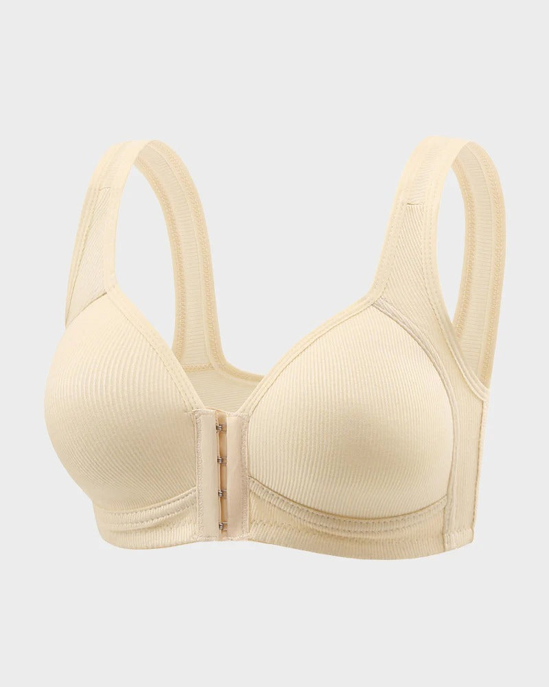 Easy-On Front Closure Push-Up Adjustable Cross-Back Bra