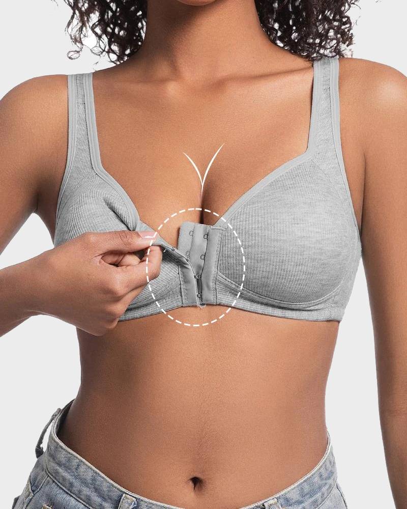 Easy-On Front Closure Push-Up Adjustable Cross-Back Bra