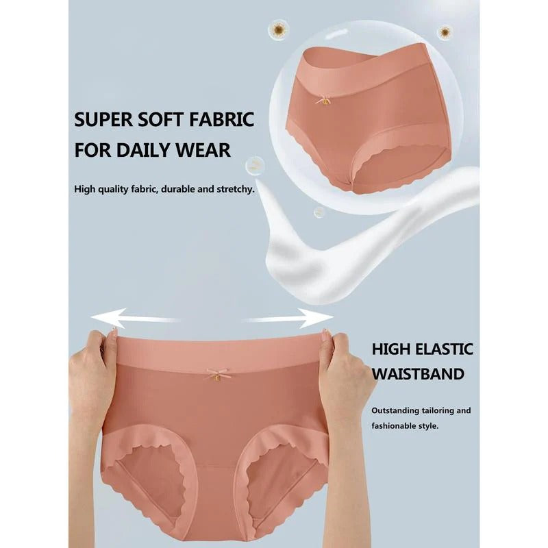 Silky High Waist Elastic Solid Women's Briefs (6 pcs)