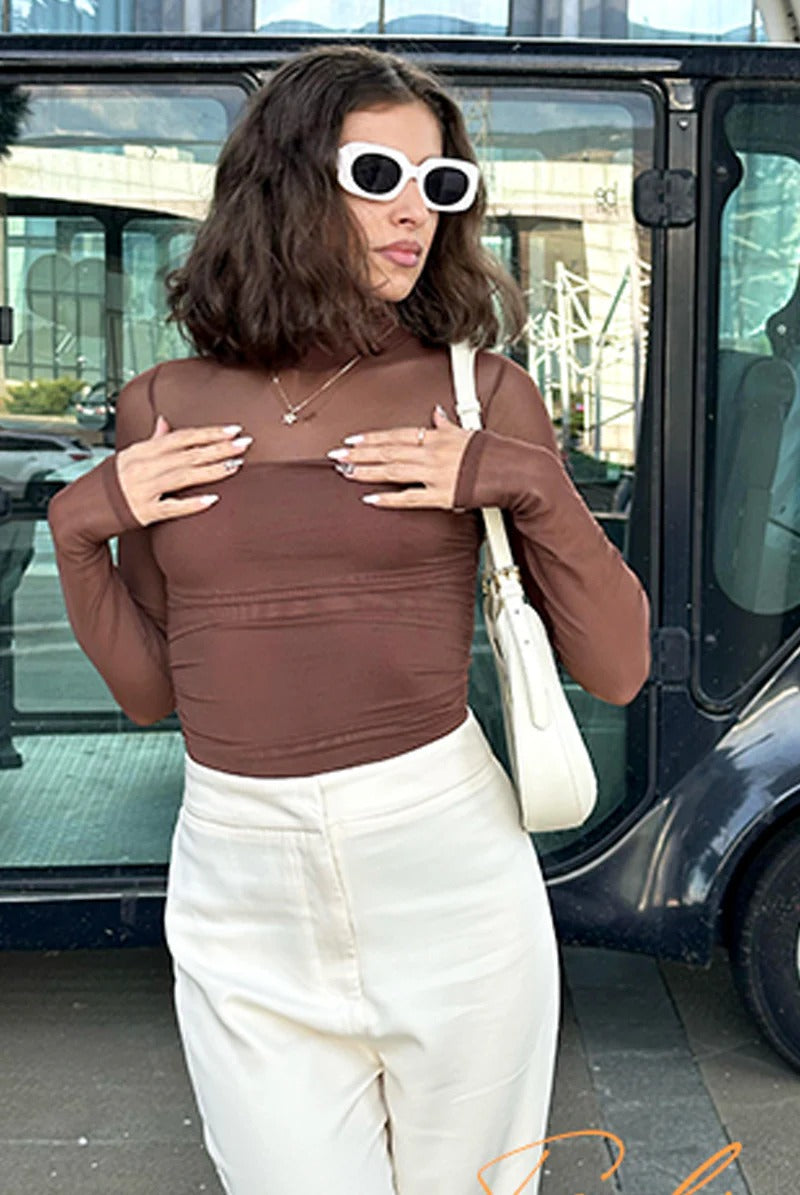 Women Long Sleeve Bodysuit Turtle Neck Shapewear