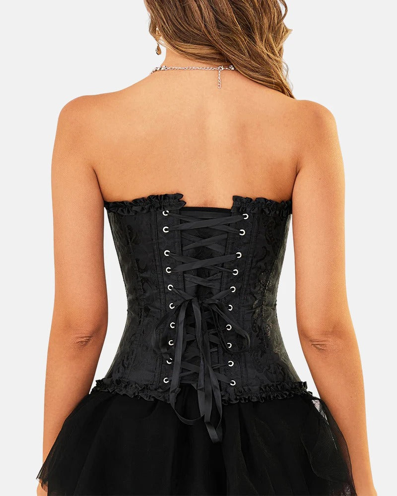 Halloween Lace Up Boned Overbust Renaissance Corset Bustier