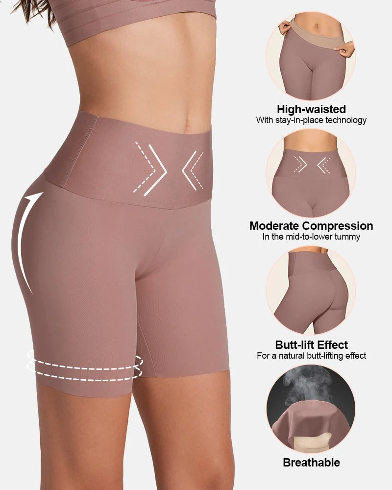 No Slip Waistband Butt Lift Tummy Control Yoga Shorts