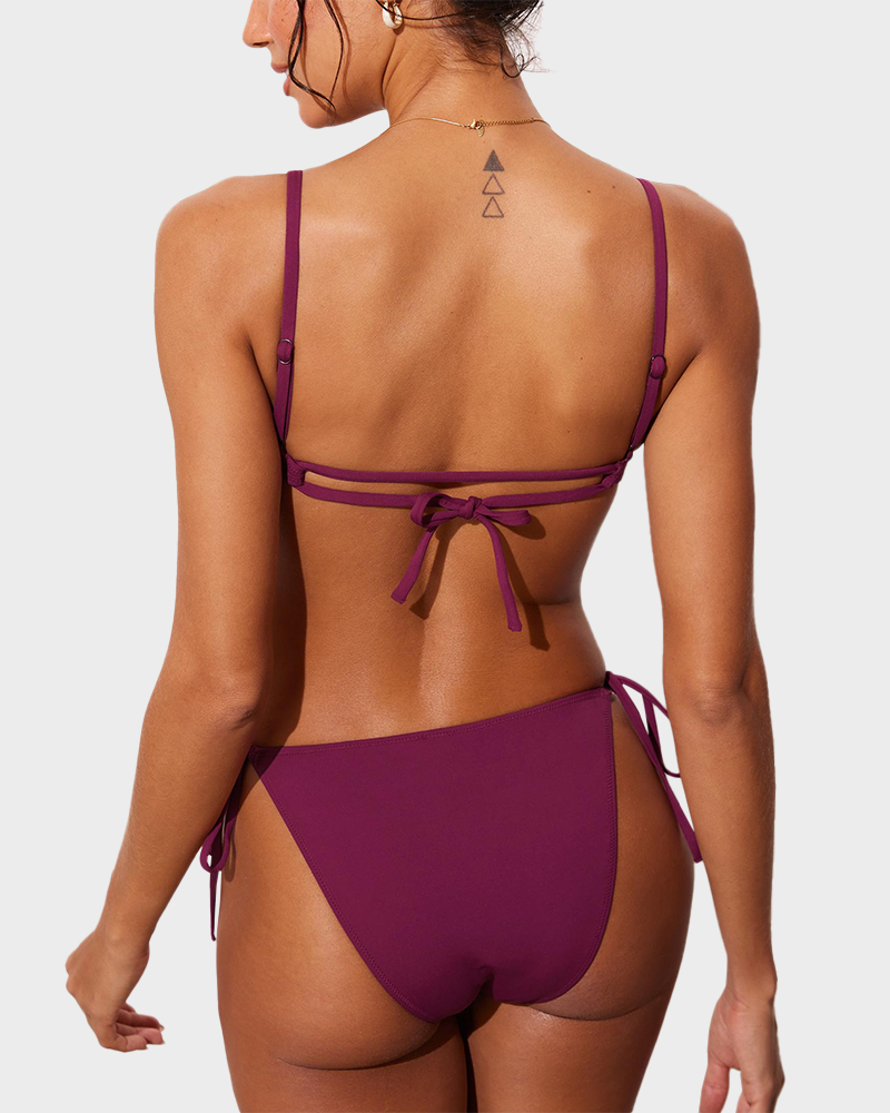 Backless Cut Out Lined One Piece Adjustable Straps Swimsuit