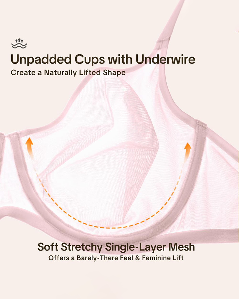 Air Light Sheer Mesh Plus Size Unlined Underwire Full Coverage Halter Bra