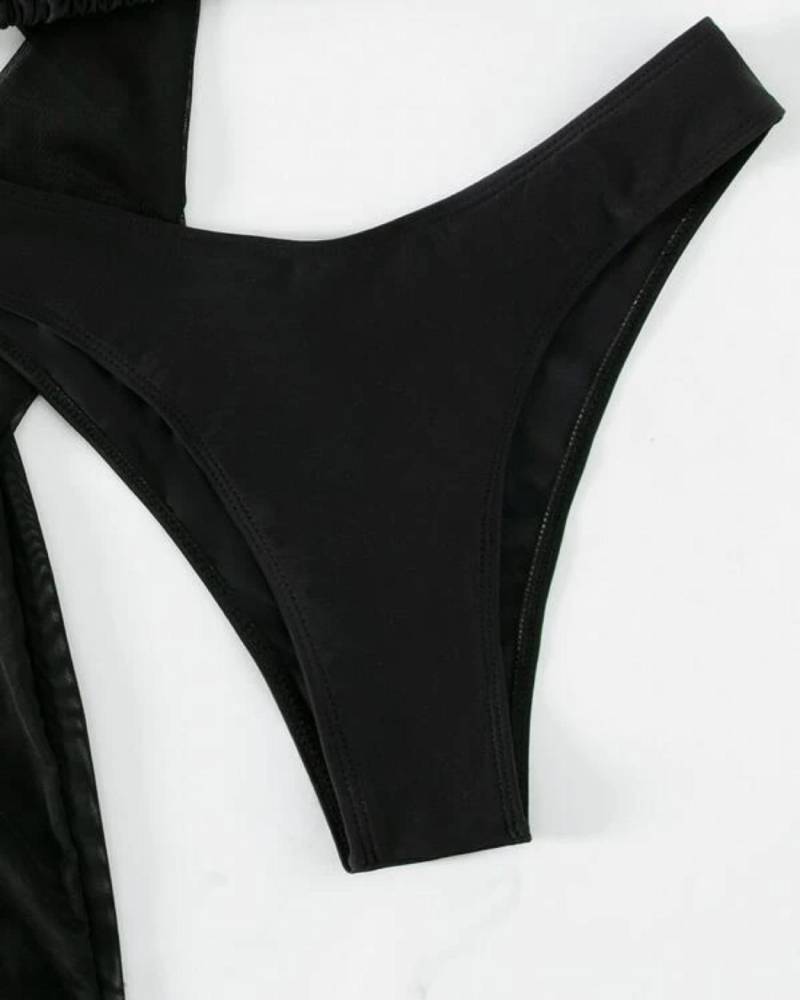Women's 3 Piece High Cut Halter Triangle Bikini Swimsuit
