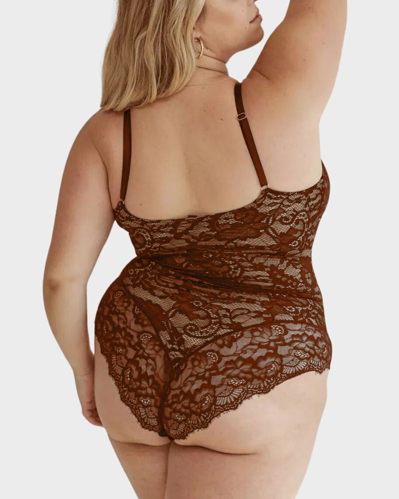 Deep V Sexy Lace Sculpting Thong Tummy Control Bodysuit