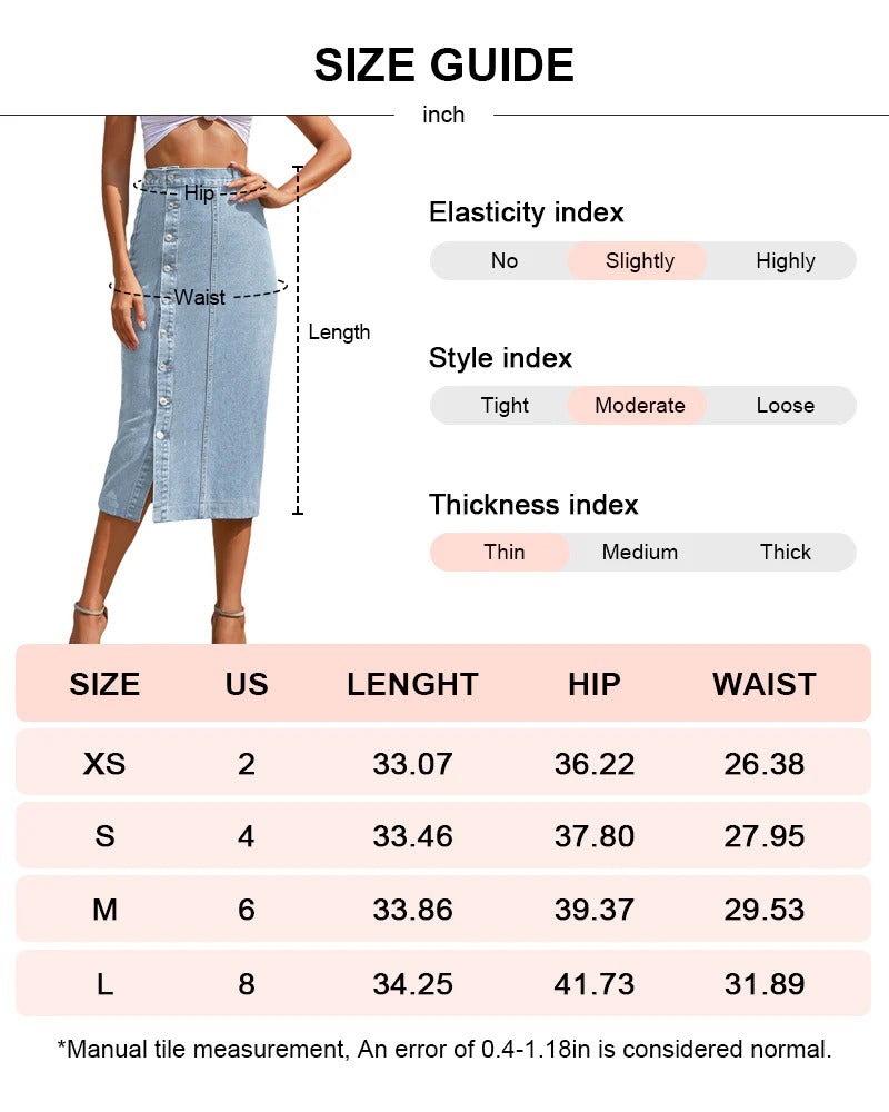 The All-Seasons High Waisted Button Front Denim Skirt